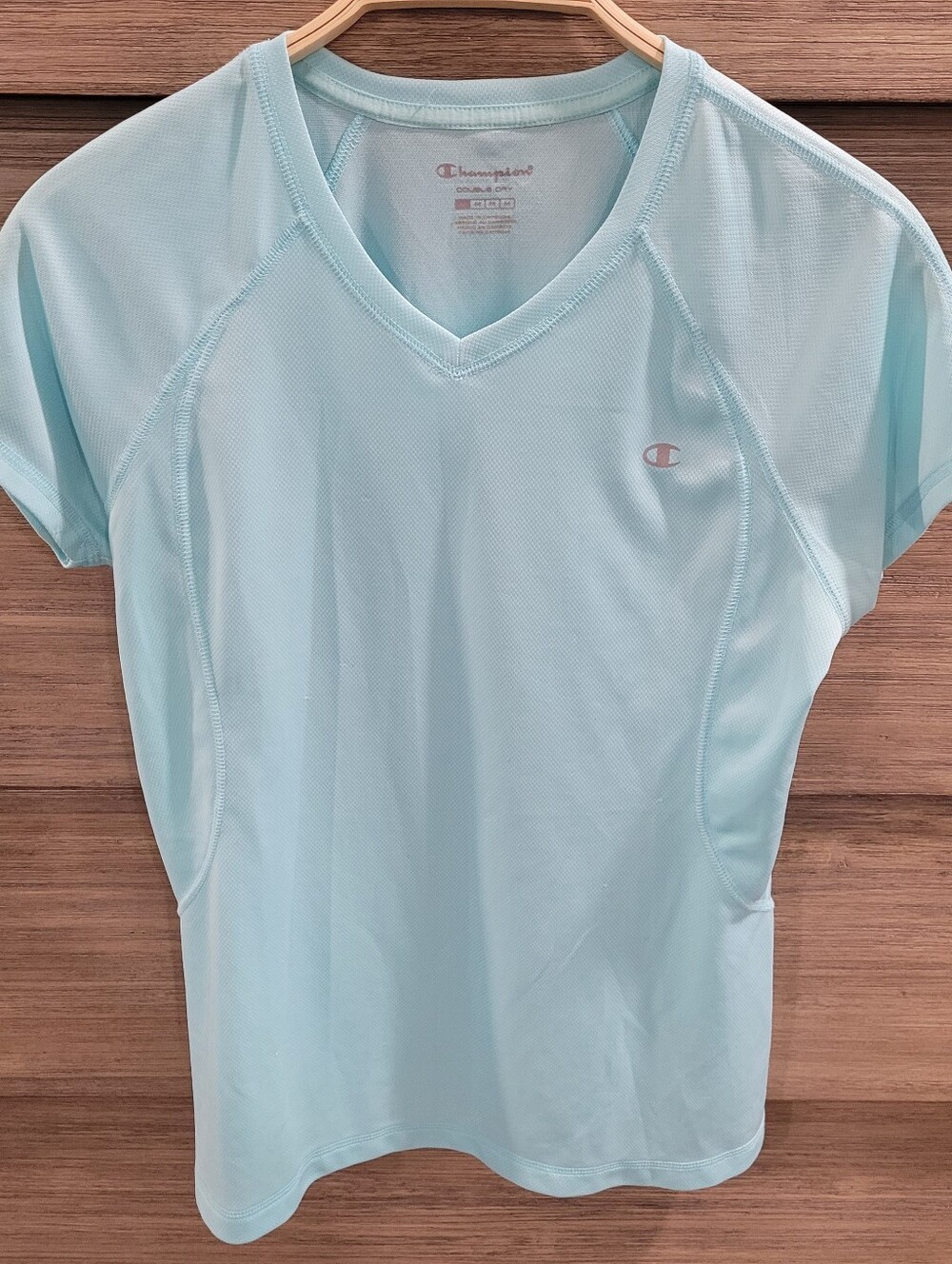 Champion Double Dry Light Blue V-Neck Athletic Tee